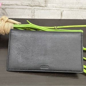 COACH Black Leather Bifold Checkbook Insert Wallet